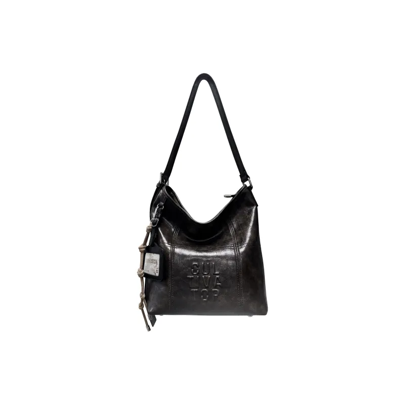 CULTIVATOR PU Shoulder Bag, Crossbody Bag Large Size Unisex Dark Brown-0