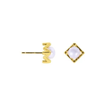 IDOKAWA Freshwater Pearl Stud Earrings Women's White Gold