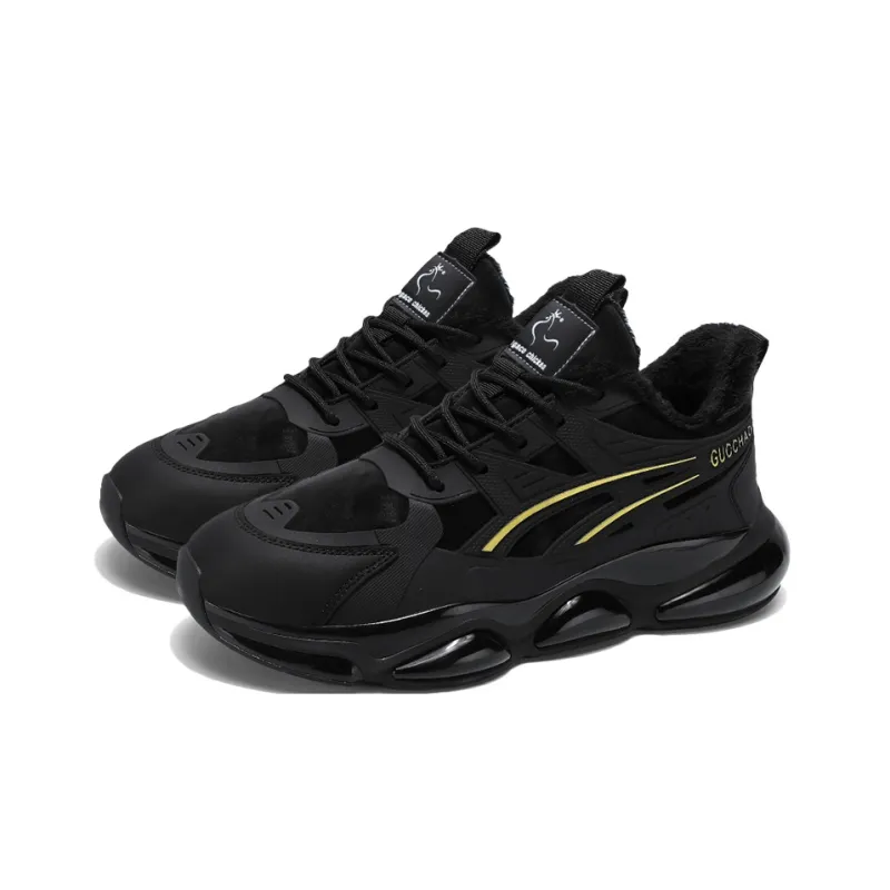 Legaco Chicken Cushioning Anti-Slip Wear-Resistant Breathable Height Increasing Low-Top Casual Shoes Men's Black Gold-8