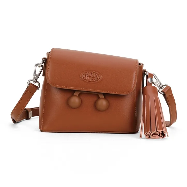 VANWALK PU Shoulder Bag Small Size Women's Caramel Brown/Cherry Red/Vanilla White-1