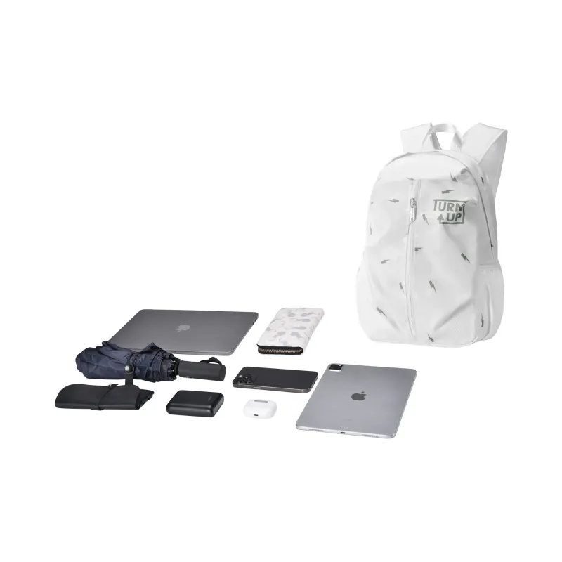 TURN UP Polyester Backpack Laptop Bag Regular Unisex White-4