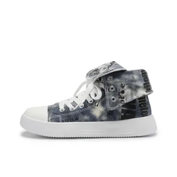 KATHRYN WILSON Durable Breathable High Top Canvas Shoes Unisex Vintage Blue