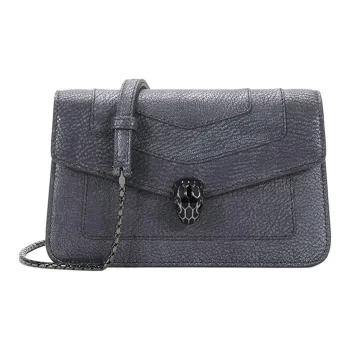 BVLGARI Serpenti Forever Series Leather Shoulder Bag Crossbody Bag Clutches Women's Charcoal