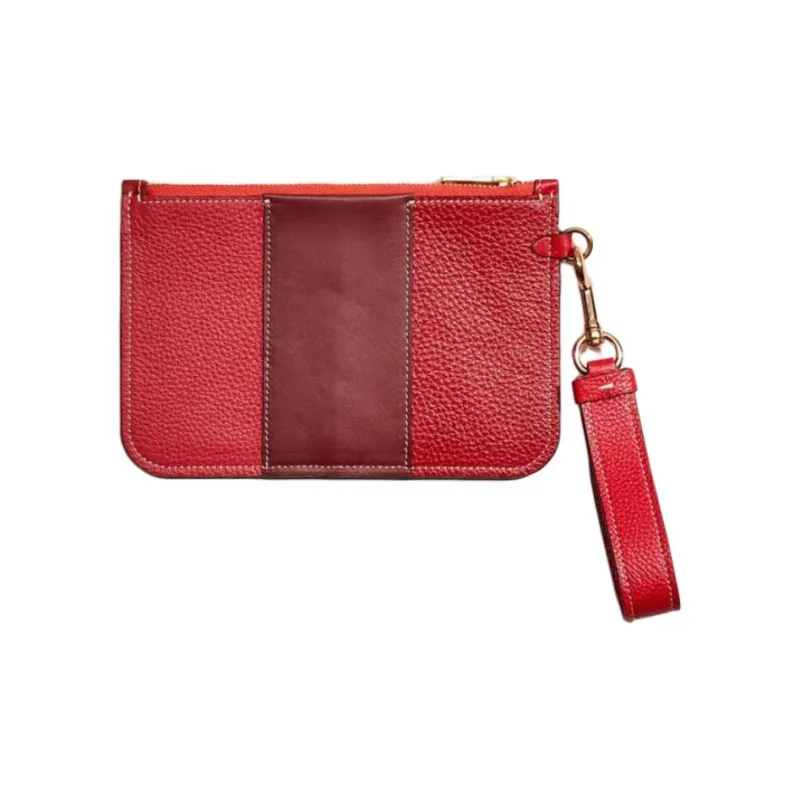 COACH Turnlock Leather Clutch Small Size Women's Red-1