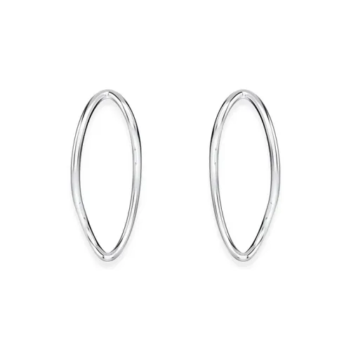 Mistova JEWELRY White Gold Plated Copper Contour Hoop Earrings Women's