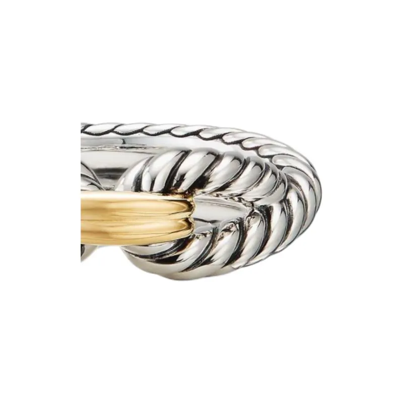 David Yurman 18kt Yellow Gold And Sterling Silver Cable Loop Band Ring 7mm-1