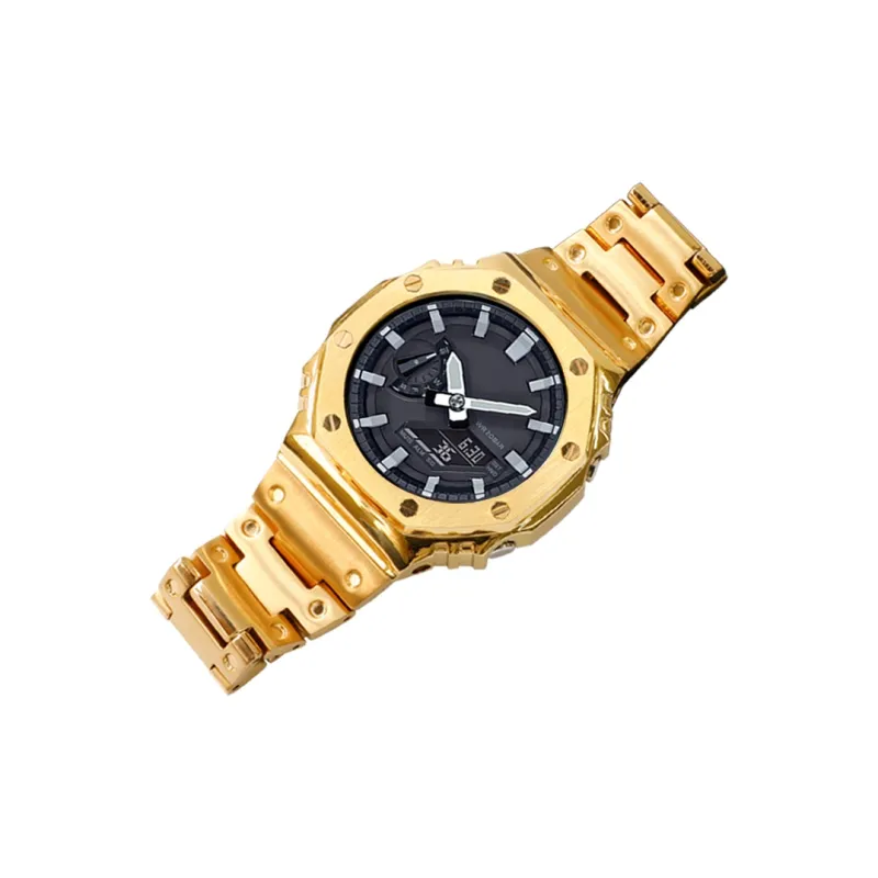 Keppot Compatible GA 2100 GA 2110 GA B2100 GM 2100 Customized Farm Oak Metal Watch Case Strap Unisex-14