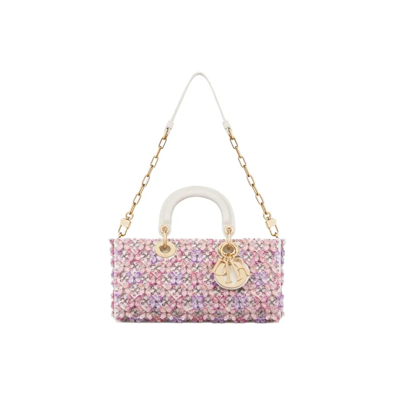 DIOR Lady D JOY Cotton Shoulder Bag, Crossbody Bag, Handbag Medium Size Women's Pink & White-1