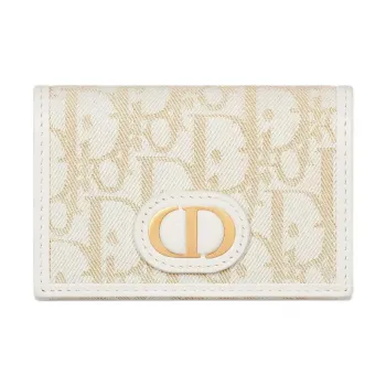 DIOR 30 Montaigne Cotton Wallet Women's Brown & White