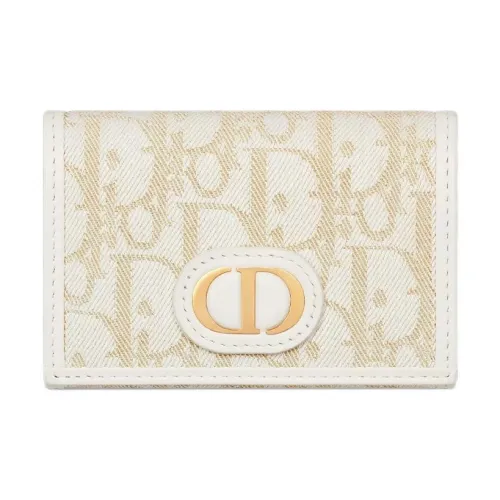 DIOR 30 Montaigne Cotton Wallet Women's Brown & White