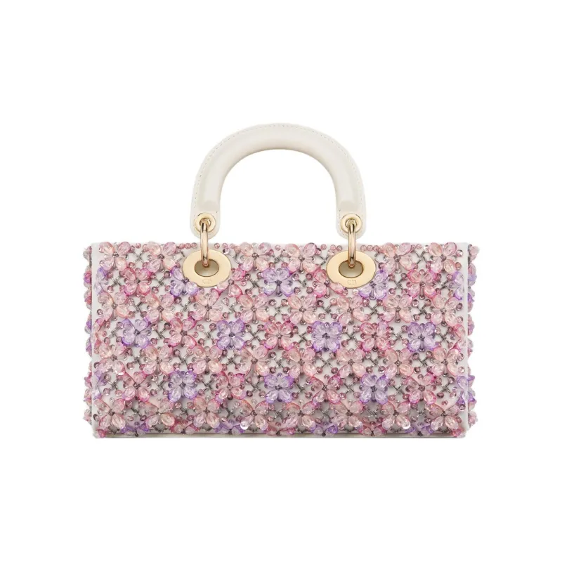 DIOR Lady D JOY Cotton Shoulder Bag, Crossbody Bag, Handbag Medium Size Women's Pink & White-4