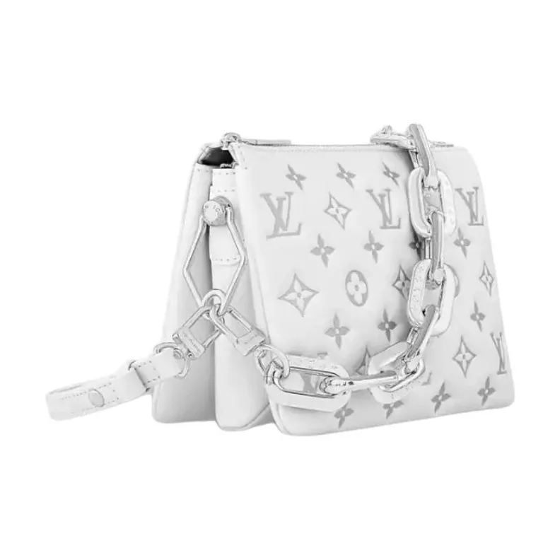 LOUIS VUITTON Coussin Lambskin One Shoulder Handbag Women's White-1