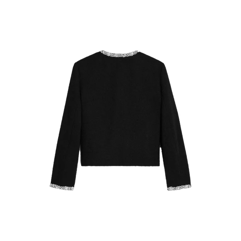 CELINE SS23 Knitted Fabric Cardigan Women's Black-1