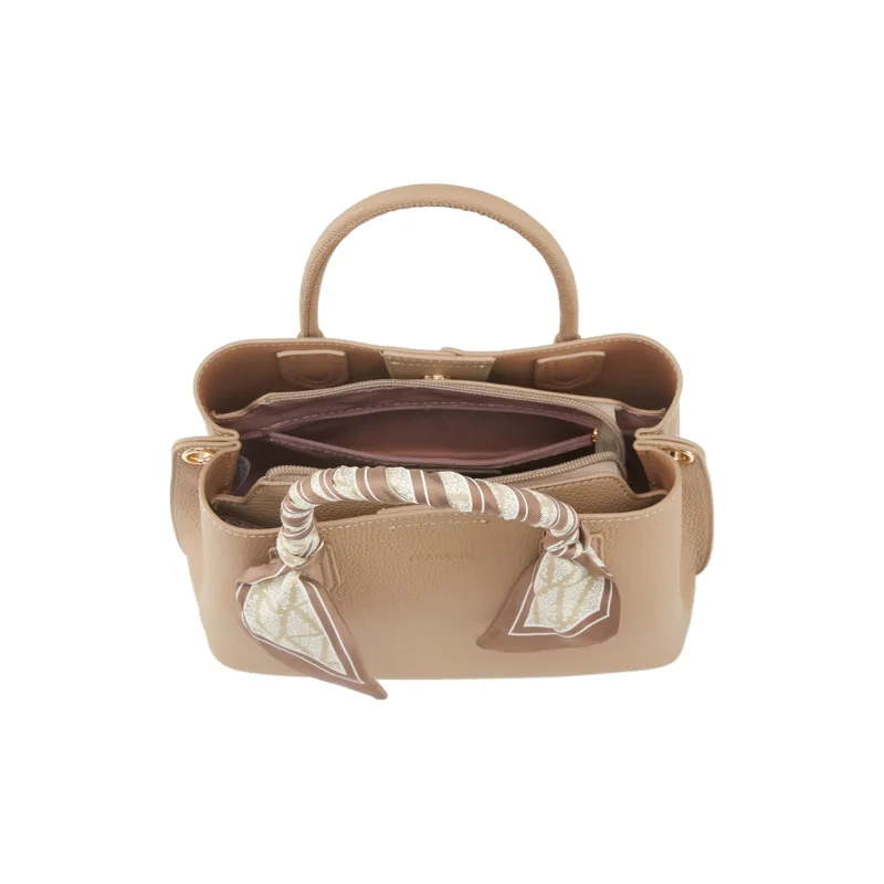 YEARCON Cow Leather With Microfiber Synthetic Leather Shoulder Bag, Crossbody Bag, Handbag Tubas Women's Khaki-2