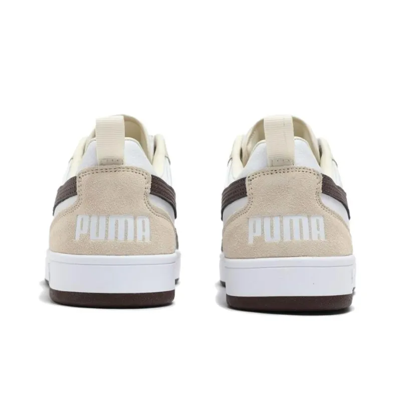 PUMA DRIBBLE Anti Slip Wear Resistant Low Top Skateboard Shoes Unisex White Brown-3