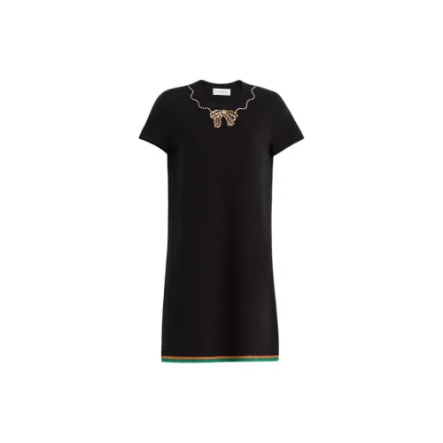 COACH Restored Crystal Embellished Sweater Short-Sleeved Dresses Women's Black