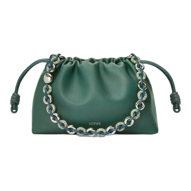 LOEWE Suna Fujita Collaboration Flamenco Nappa Sheepskin Leather Clutch Medium Size Women's Vetiver-0