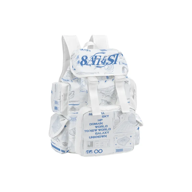 8atheist Polyester Water Repellent Commute Students Backpack Regular Unisex White-3