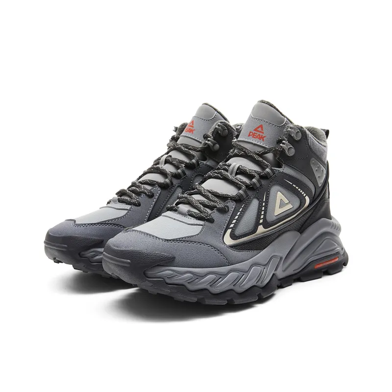 PEAK Slip Resistant Cushioning Rebound Mid Top Outdoor Shoes Men's Gray-2