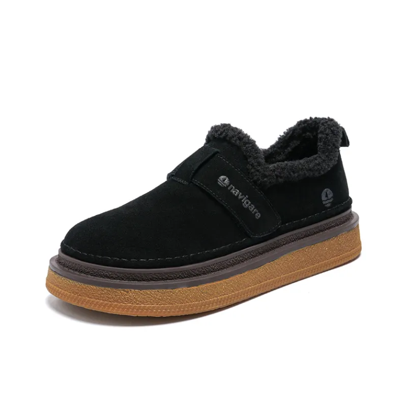 NAVIGARE Small Sailboats Height Increasing Warmth Low Top Casual Shoes Women's Black-1