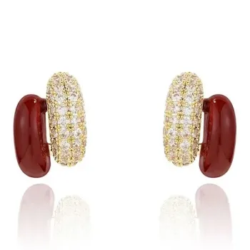 WAW Gold Plated Copper Zircon Drip Glaze Earrings Women's