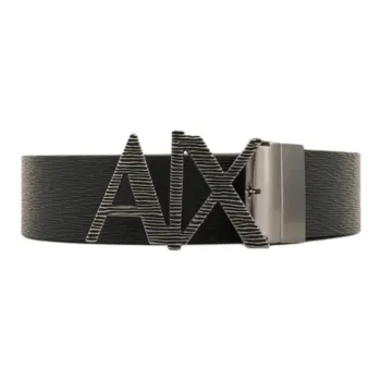 ARMANI EXCHANGEAE Split Cow Leather Belts Men's Black Width 3.5CM