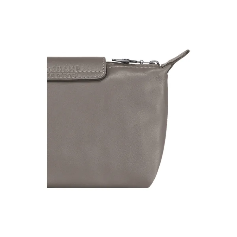 LONGCHAMP Le Pliage Cuir Sheepskin Dumpling Bag Clutches Women's Streptopelia Gray-4