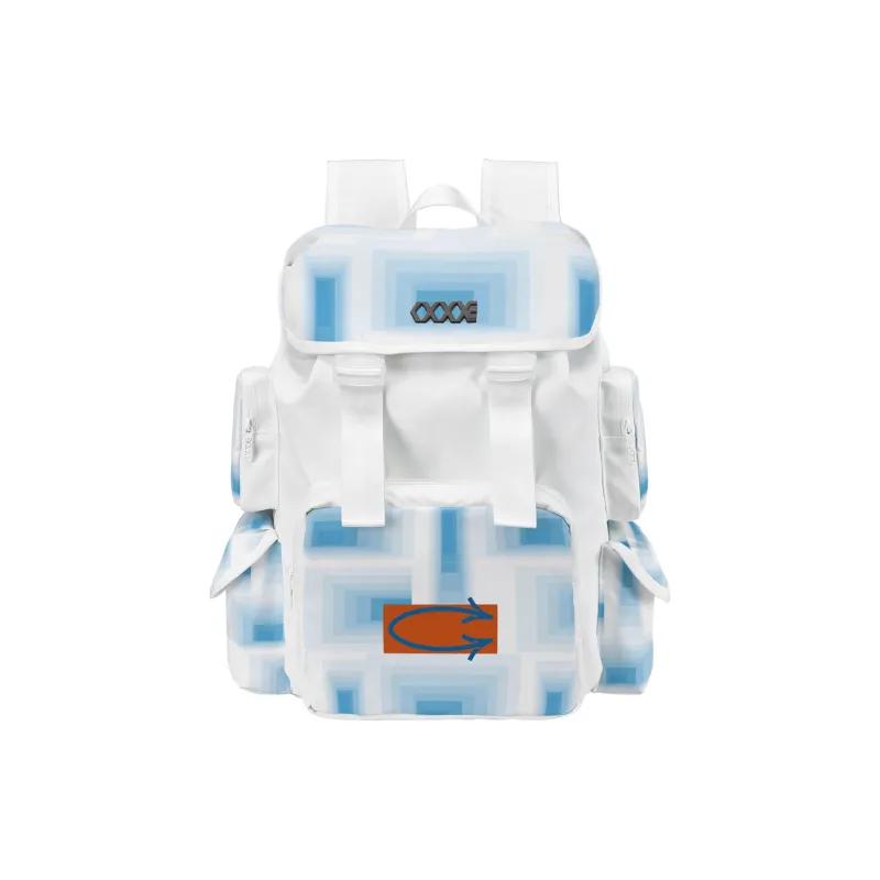 COEXISTENCE Polyester Commute Travel Large Capacity Backpack Tubas Unisex White Blue-1