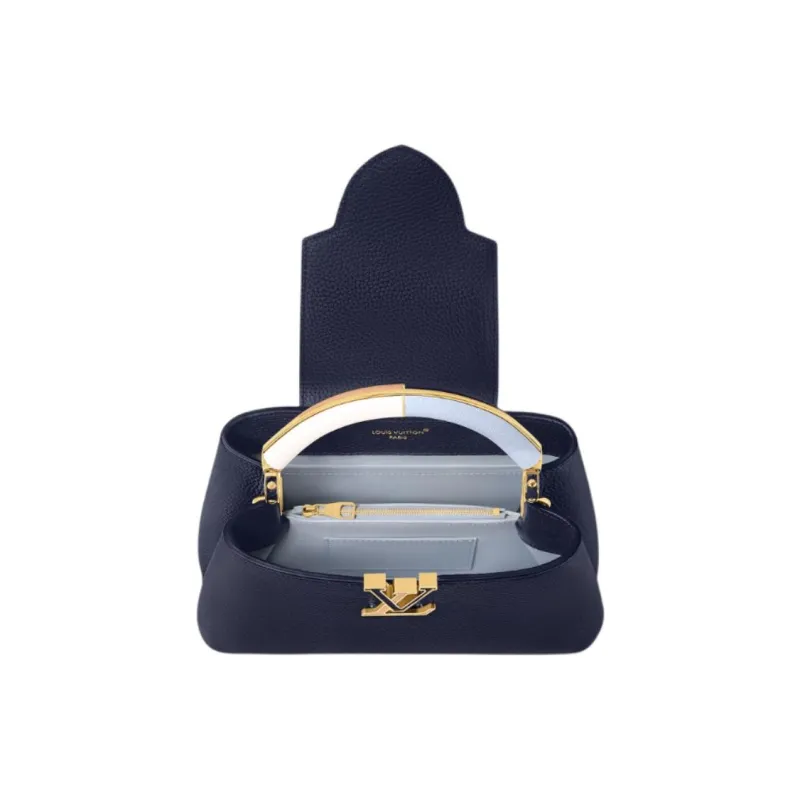LOUIS VUITTON Capucines Taurillon Leather Capison Handbag Trumpets Women's Marine Blue-2