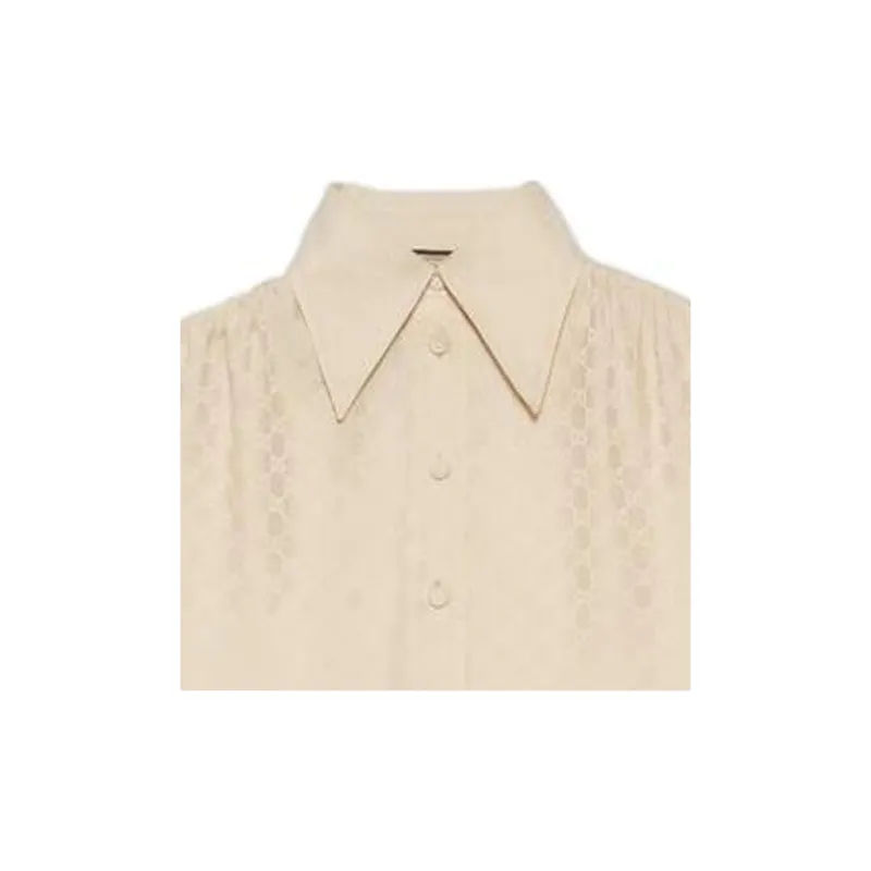 GUCCI Logo jacquard Silk Blouse-3