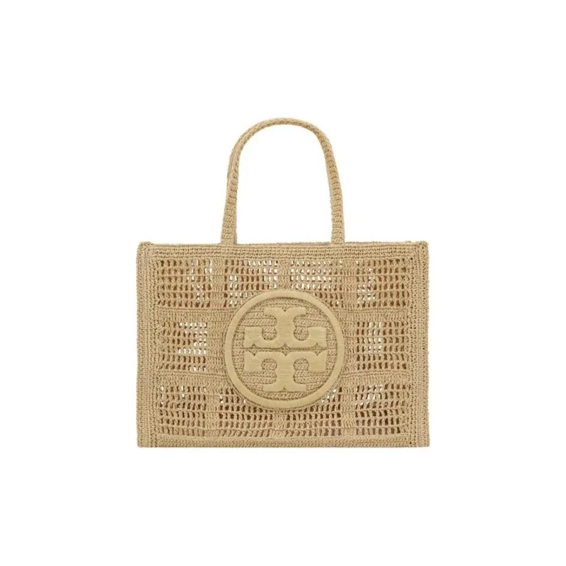 TORY BURCH Ella Raffia With Artificial Leather Trim Tote Bag, Handbag Tubas Women's Natural-0