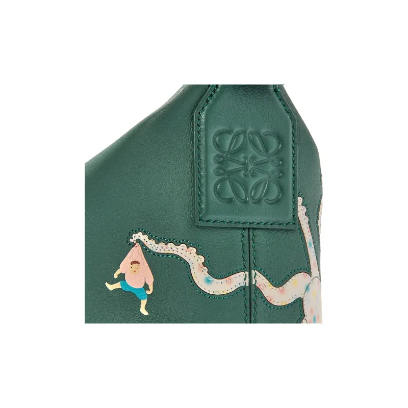 LOEWE Suna Fujita Collaboration Cubi Cow Leather Shoulder Bag Crossbody Bag Small Size Women's Cardamom Green-3
