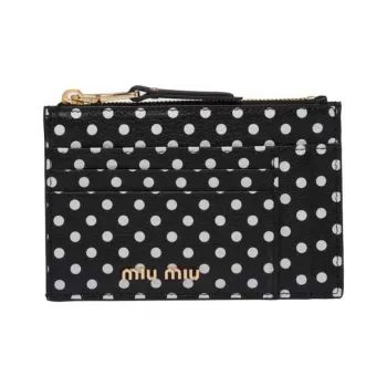 MIU MIU Madras Leather Card Holder Card Holder Women's Black