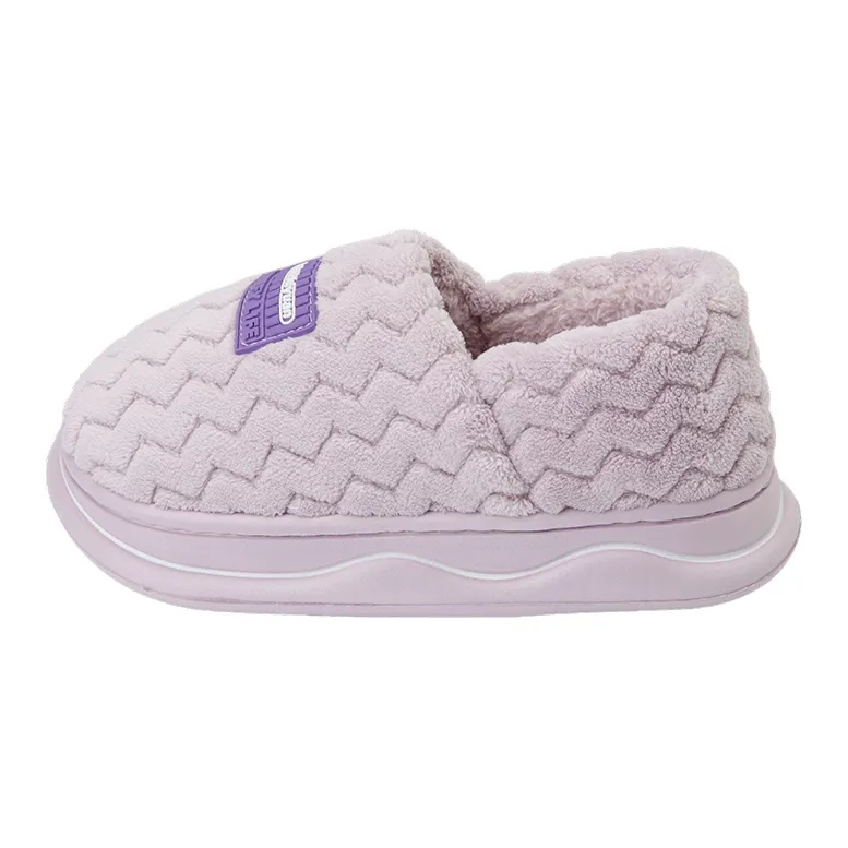 Warm Edge Unisex Minimalist Style Home Indoor Fall And Winter Slip Resistant Fleece Lined Warm Couple Padded Shoes-7