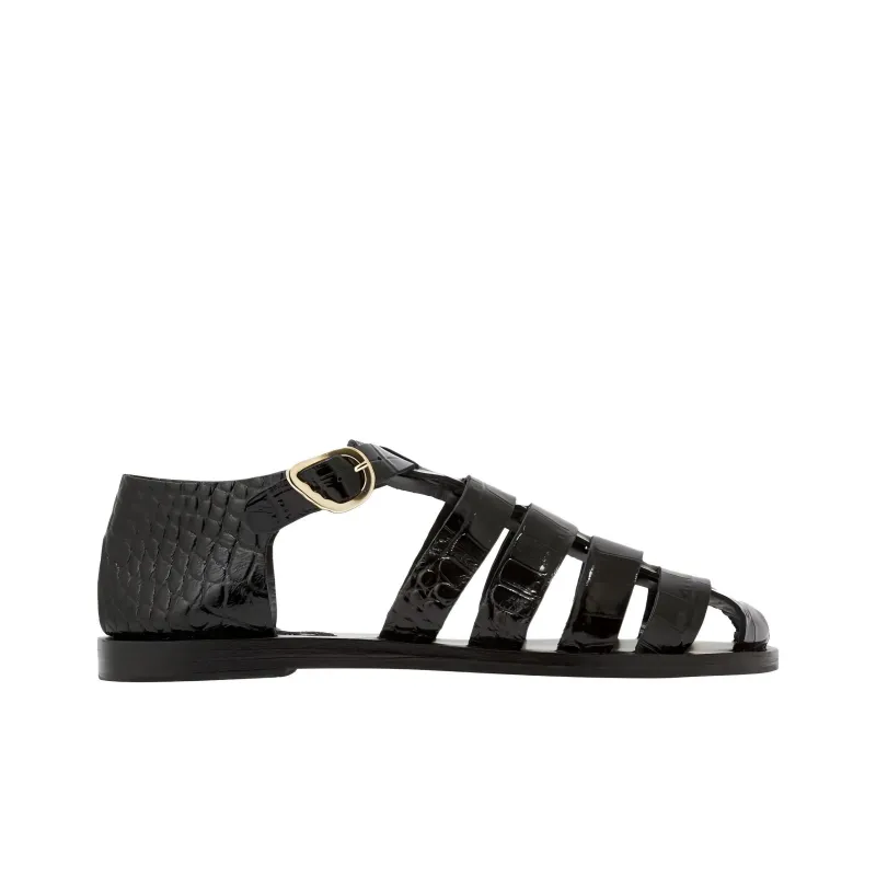 Ancient Greek Sandals Homeria Embossed-crocodile Sandals-1