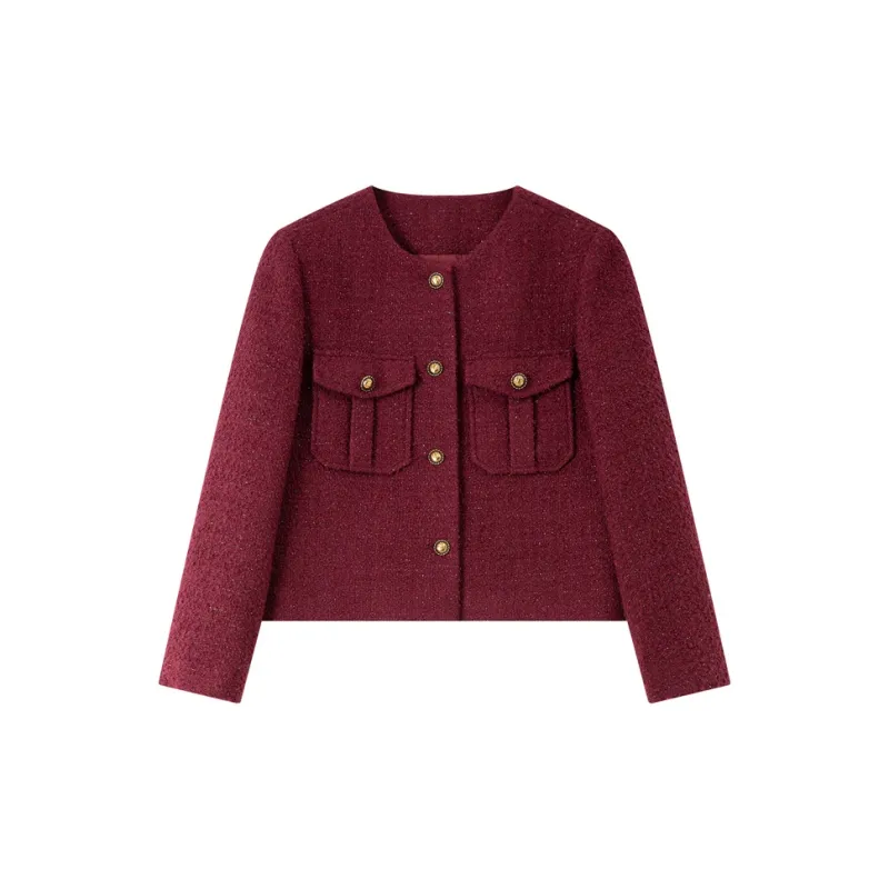 VIMLY Cropped Coats Women's Ancora Red-1