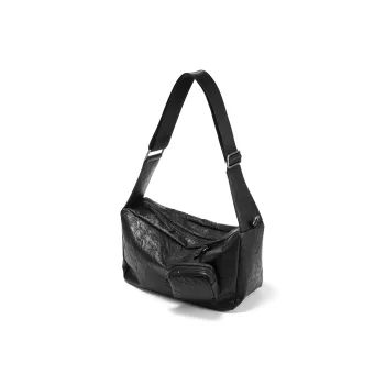 Yawei Kuroda Pu Artificial Leather Toast Earphone Pendant Crossbody Bag Shoulder Bag Medium Size Unisex Black