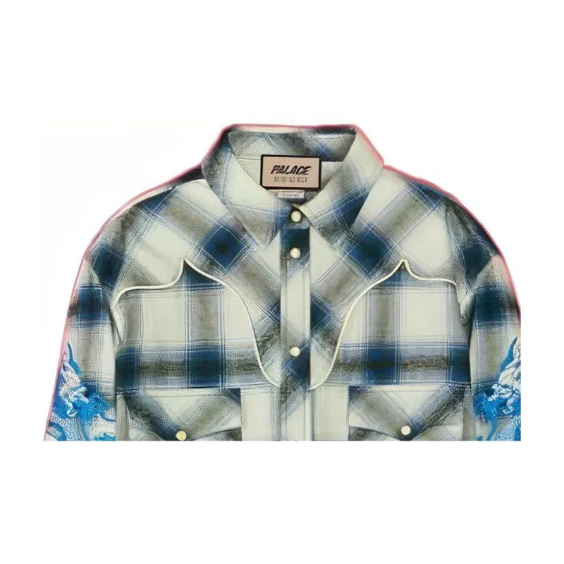 PALACE X GUCCI Embroidered Details Check Shirt-3