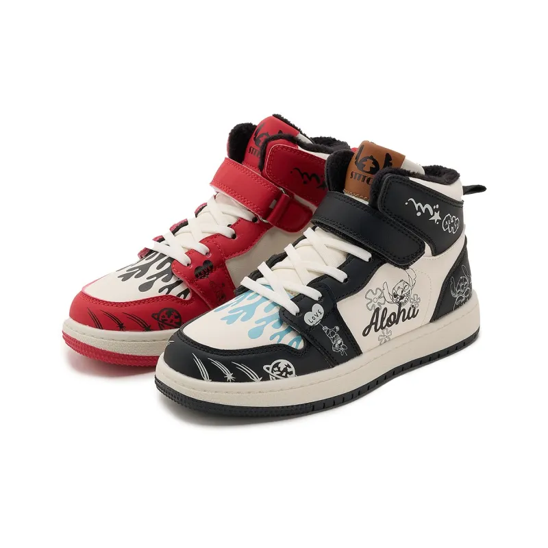 Disney Stitch Series Slip-Resistant Anti-Kick Cushioning Rebound Warm High-Top Kids' Skateboarding Shoes Kids'-0
