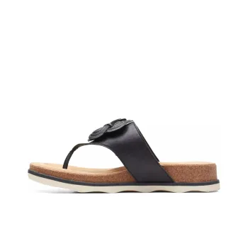 Clarks Rubber Sole Abrasion-Resistant Flip Flops Women's Black