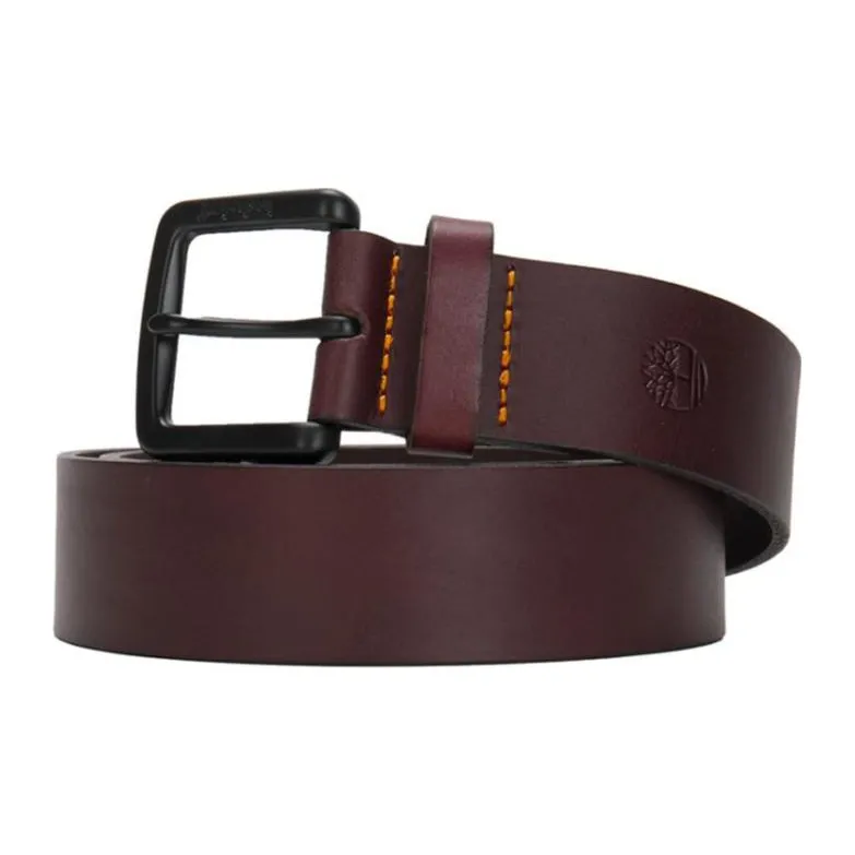Timberland Cow Leather Belts Men's Red Width 3.8CM-1