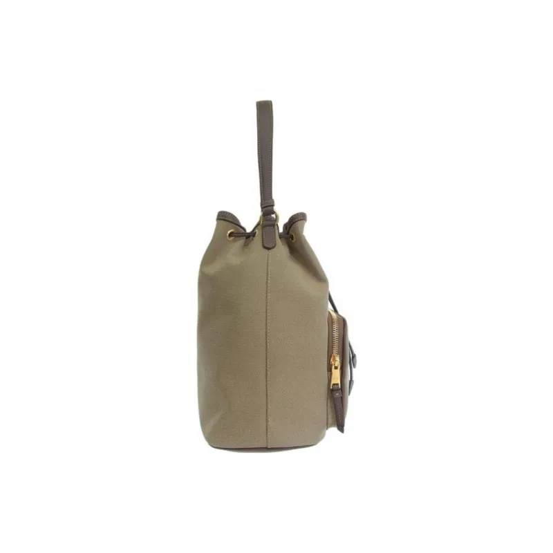 PRADA Canvas Bucket Bags Shoulder Bag Crossbody Bag Handbag Women's Brown-2
