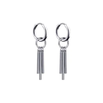BKBU 925 Sterling Silver Needle Titanium Steel Earrings Unisex