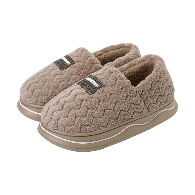 Warm Edge Unisex Minimalist Style Home Indoor Fall And Winter Slip Resistant Fleece Lined Warm Couple Padded Shoes-15