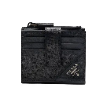 PRADA Saffiano Leather Card Holder Men's Black