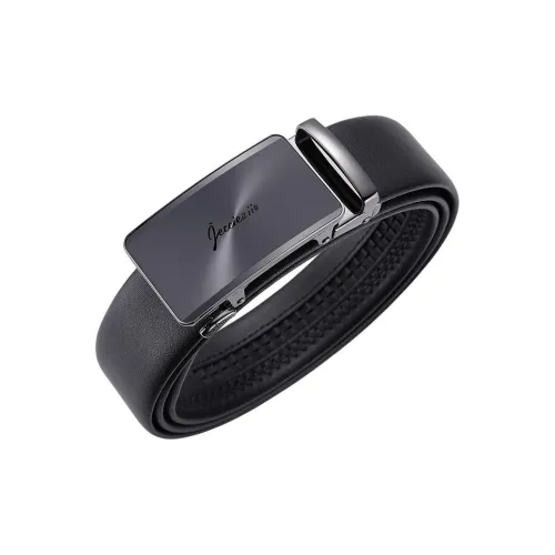Jeccieziio Cow Leather Belts Men's Gunmetal Width 3.5cm Gift Box Set, Greeting Card Writing And Photo Printing Service