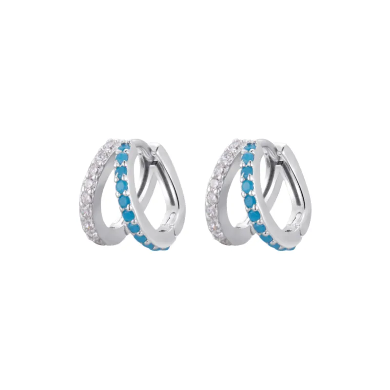 BKBU 925 Sterling Silver Needle Zircon Earrings Unisex-0