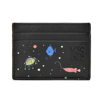 LOEWE Suna Fujita Collaboration Nappa Cow Leather Card Holder Women's Black