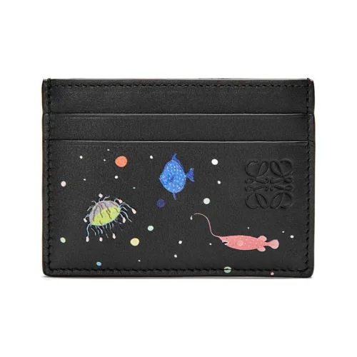 LOEWE Suna Fujita Collaboration Nappa Cow Leather Card Holder Women's Black