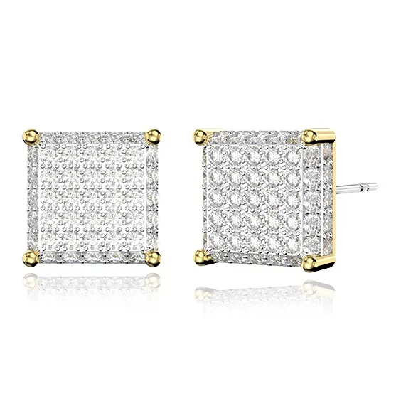 ICE ROCK 925 Sterling Silver Stud Earrings Unisex-5